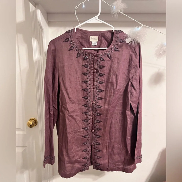 VENDOR ITEM : Vintage Neiman Marcus Mauve Beaded Blouse - Picture 1 of 8